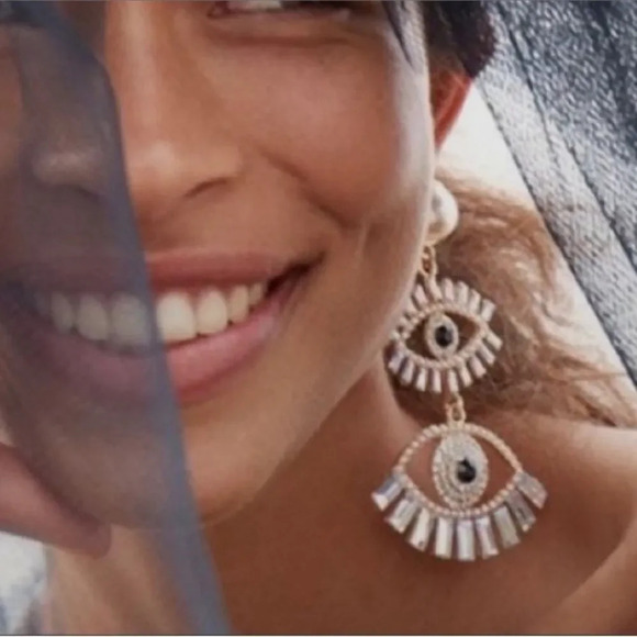 Anthropologie Protection Evil Eyes Drop Earrings - Picture 1 of 4